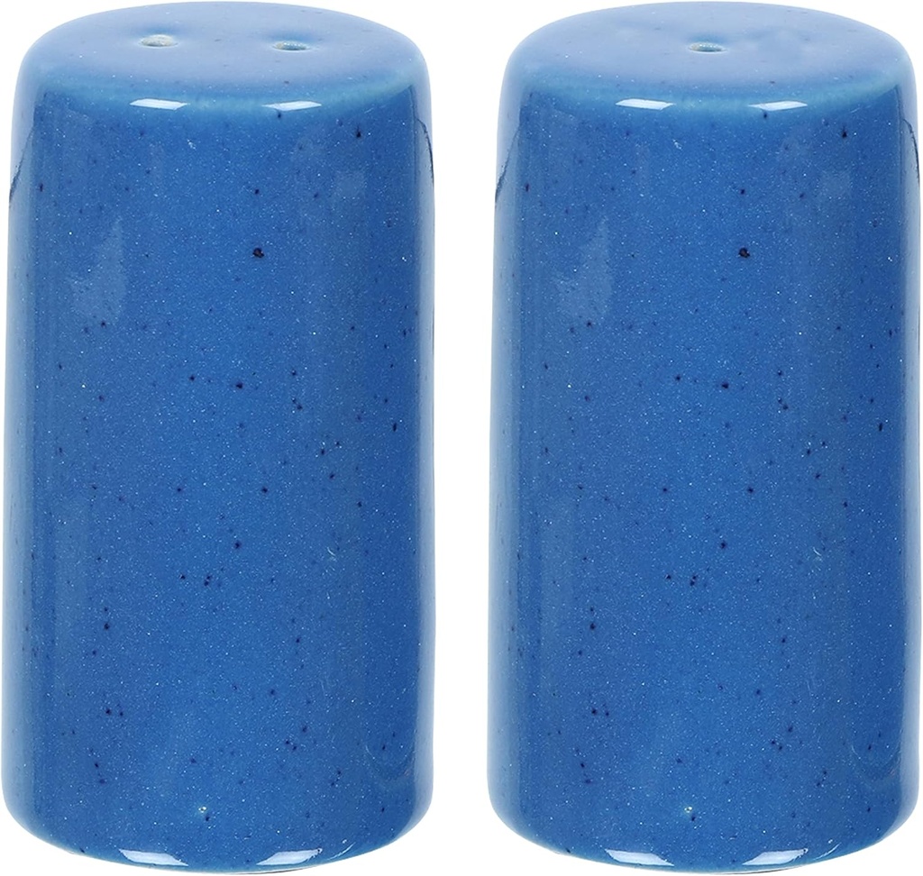 Salt & Pepper Shakers - Vintage Ceramic Salt & Pepper Shaker Set - Retro Farmhouse Home Decorative Jar Dispenser for Kitchen Sky Blue Mat (Set of 2)