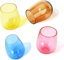 Lily's Home Unbreakable Poolside Acrylic Stemless Wine Glasses and Water Tumblers, Made of Shatterproof Plastic and Ideal for Indoor and Outdoor Use, Reusable. Mixed Colors. 14 Oz. - Set of 4