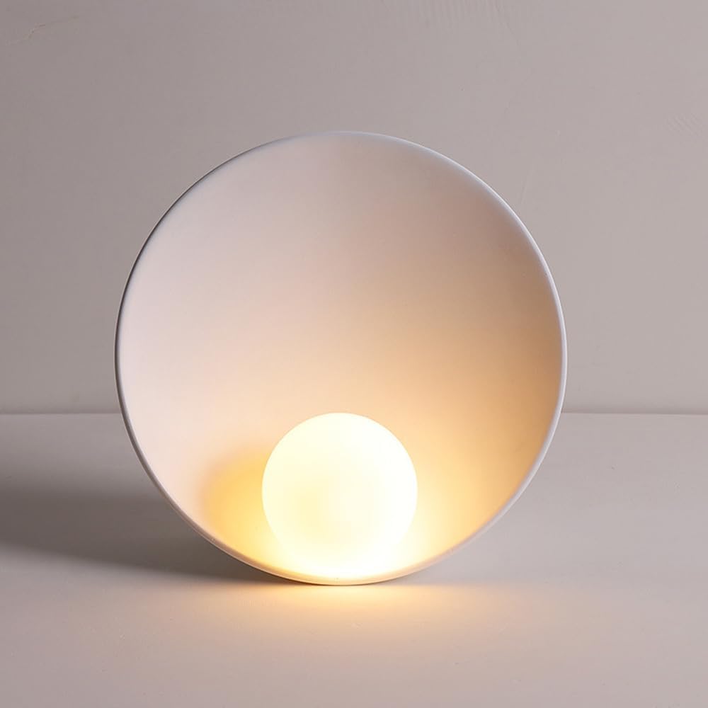 Modern Art Decor Lighting Fixture Bowl Sresin Wall Sconce with Globe Milk White Glass Shade, Minimalist Creative Bedroom Living Room Challway Hardwired Wall Lamp, G4/White Color