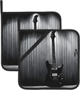 2pcs Pot Holders for Kitchen, Heat Resistant Potholder, Oven Hot Pads for Cooking Baking BBQ (Electric Guitar)
