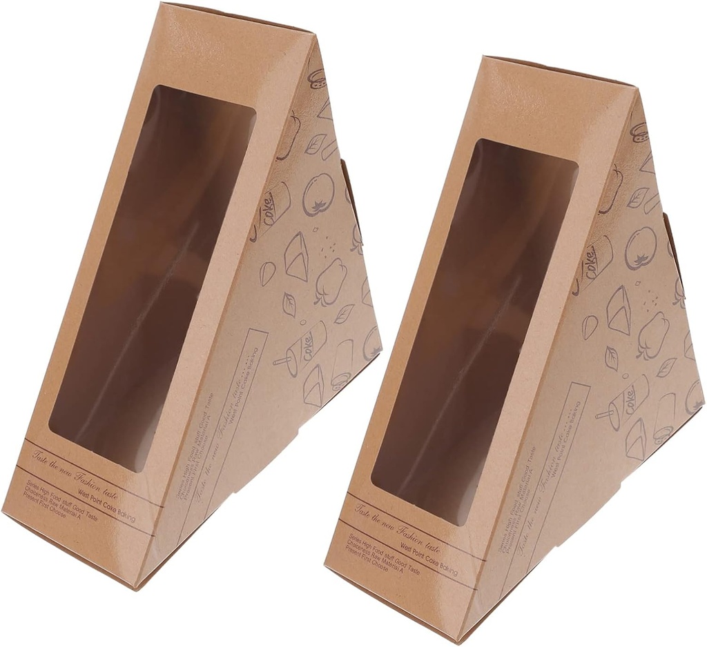 100pcs Boxes Sandwich Box Mini Food Containers Mini Muffin Plastic Cake Stand Cupcake Box Triangle Sandwich Box Food Packaging Boxes Baking Box Sandwich Packaging Box Set