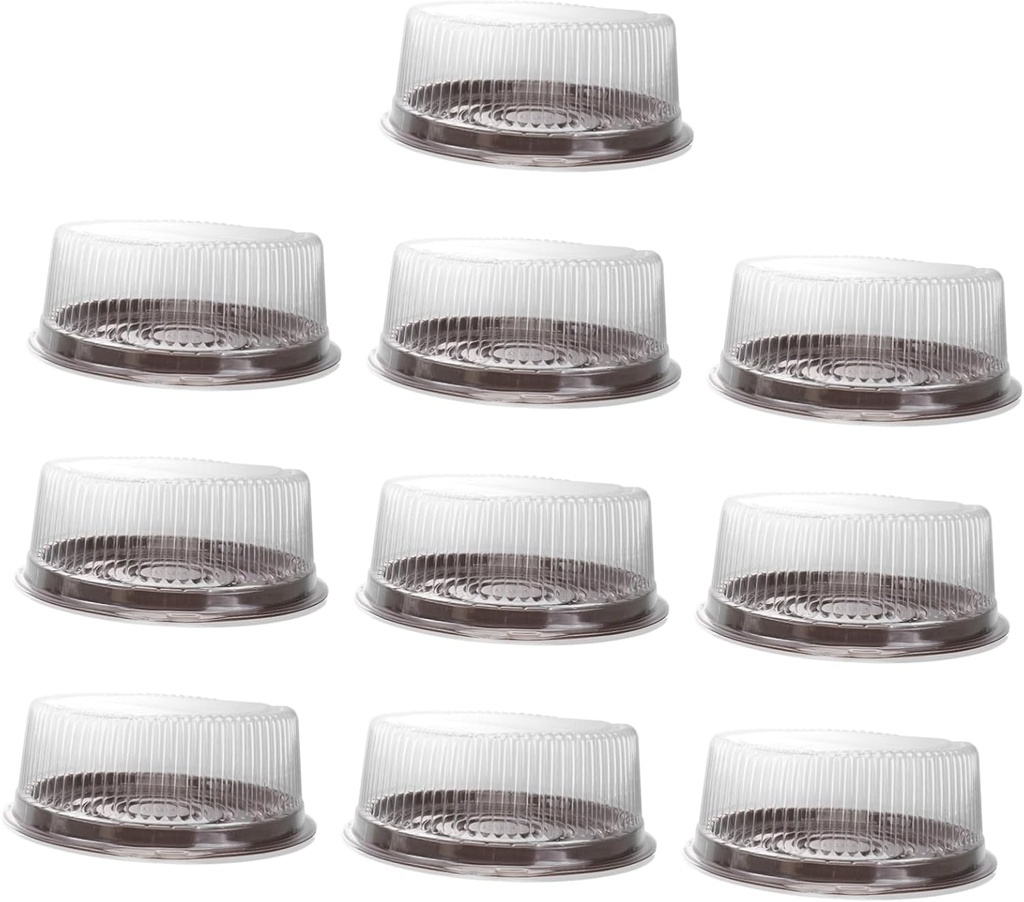 Healifty 10PCS Plastic Cake Boxes with Clear Locking Lid Disposable Transparent Pastry Containers for Puff Moon Cakes Muffins Sushi and Fresh Food Storage
