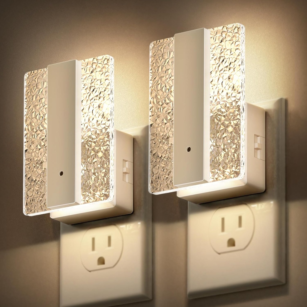 DORESshop LED Night Lights Plug Into Wall, [2 Pack] Mordern Night Light with Dusk-to-Dawn Sensor, Dimmable Nightlights, Adjustable Brightness Night-Lights for Bathroom, Hallway, Bedroom,Stairway