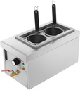 Bacocoo 2 Holes Commercial Pasta Cooker, Table Top Noodles Cooker, 2500KW 110V Electric Noodle Cooking Machine, Silver Stainless Steel Pots for Dormitories,Offices, RVs. (50-110℃/122-230℉)