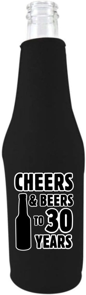 Cheers & Beers to 30 Years Beer Bottle Coolie (Black, 6)