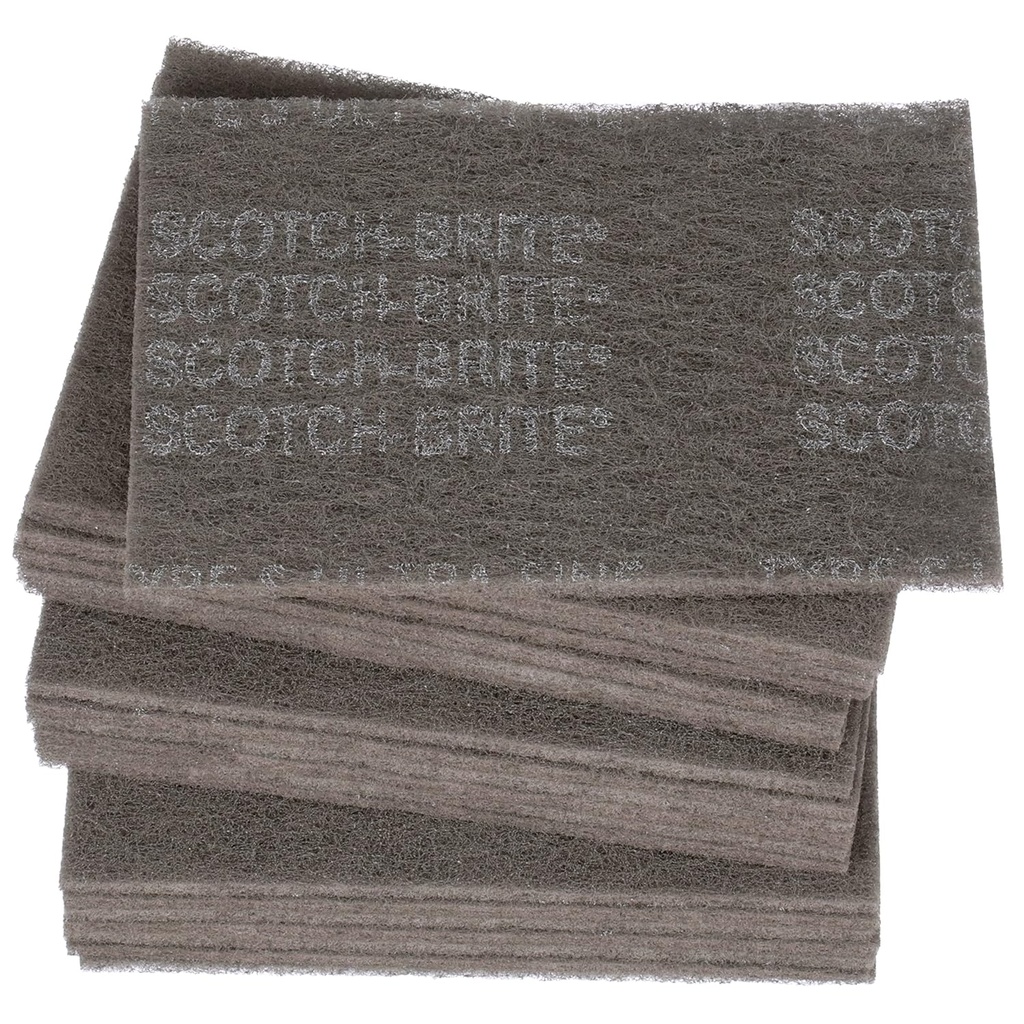 3M Scotch-Brite Ultra Fine Grade 07448 Hand Pad, Case of 20, 6 in x 9 in Hand Pads, Nonwoven Silicon Carbide, Surface Preparation, Scuffing, and Cleaning, Gray (Pack of 20)