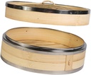 Cabilock 1tier Bamboo Steamer Food Steamer Basket Stainless Steel Banding Buns Kitchen Cookware for Dumplings Steamed Buns