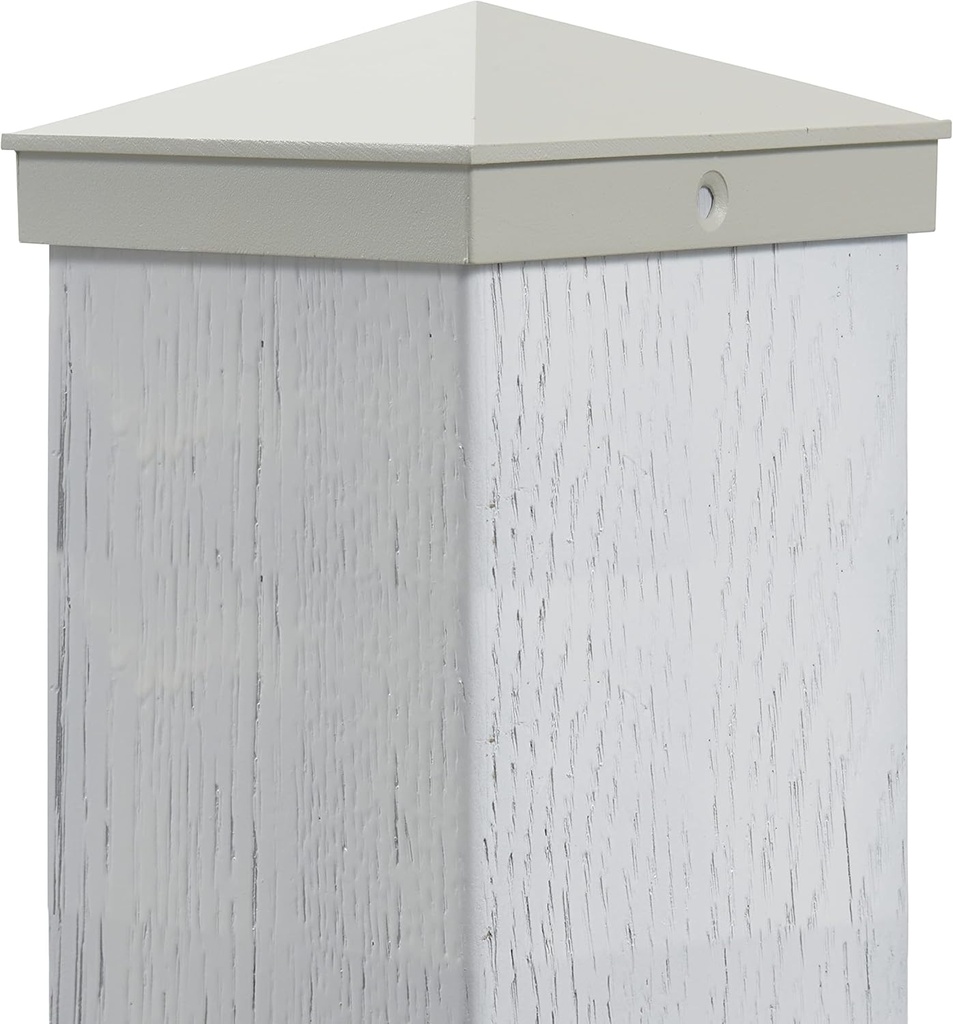4"x4" Aluminum Pyramid Fence Post Cap with High Temperature Powder Coating, for Decks Wooden Posts, Fences, Lamp Posts, Mailboxes (2 Pack-White)