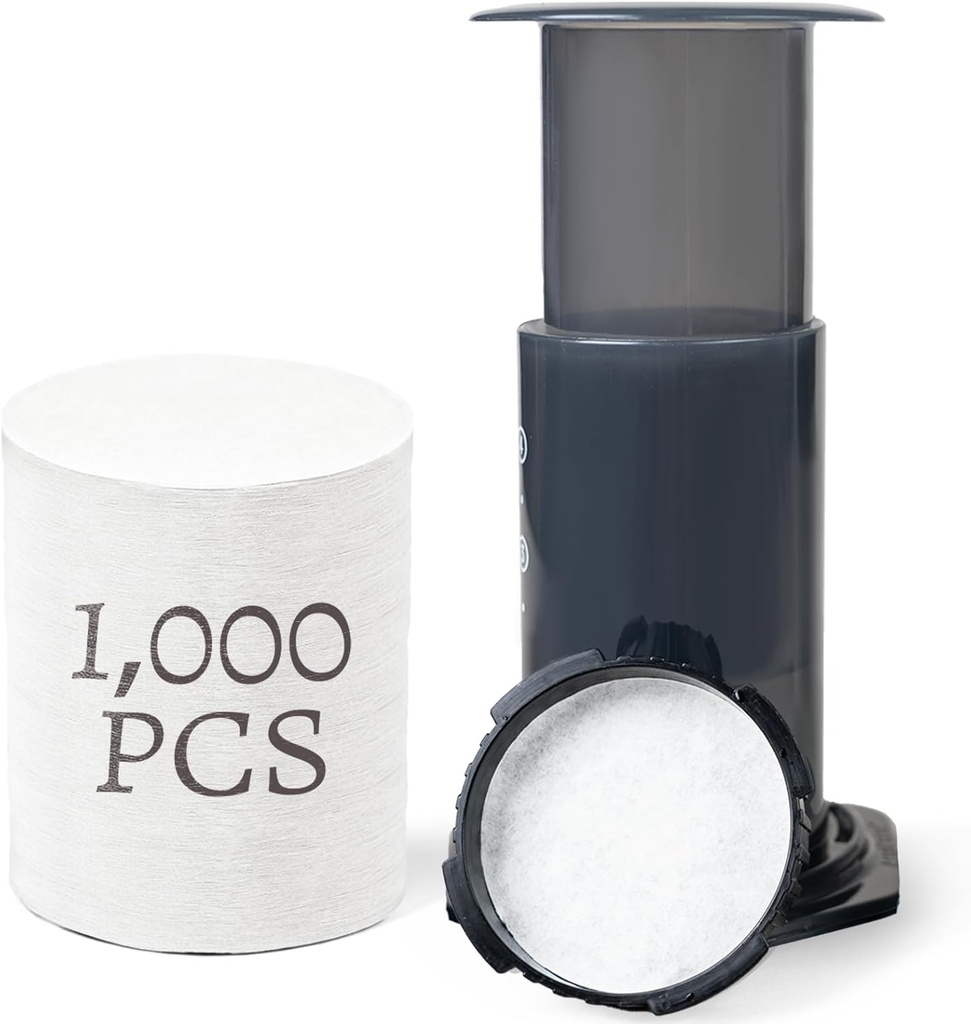 1000-Count Replacement Paper Filters - Round Disposable Coffee Filters Compatible with Aeropress Coffee Makers, Espresso Makers, Bialetti Moka Pot & Ice Drip Pot for Coffee & Tea