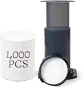 1000-Count Replacement Paper Filters - Round Disposable Coffee Filters Compatible with Aeropress Coffee Makers, Espresso Makers, Bialetti Moka Pot & Ice Drip Pot for Coffee & Tea
