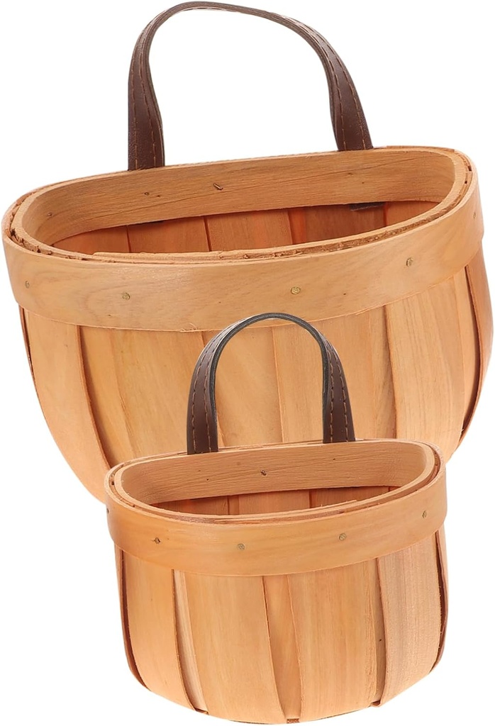 Garneck 2pcs Bamboo Woven Hanging Basket Organizer for Kitchen Wall Storage Versatile Storage for Fruits Vegetables and Household Items Decorative Wall Baskets for Home