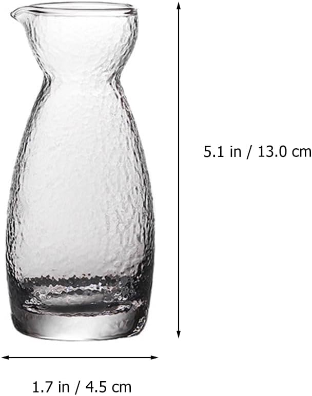 Ciieeo 1Set Japanese Style Hammer Pattern Sake with Pot and Cups Transparent Glassware for Home Entertaining Safe and Odorless Drinkware for Sake
