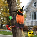 SHAVINGFUN Crashing Witch Halloween Outdoor Decoration-Flying Crashed Witches,Crashing Witch into Tree Halloween,Flying Witch Decor for Front Yard, Tree, Porch, Outdoor Lawn