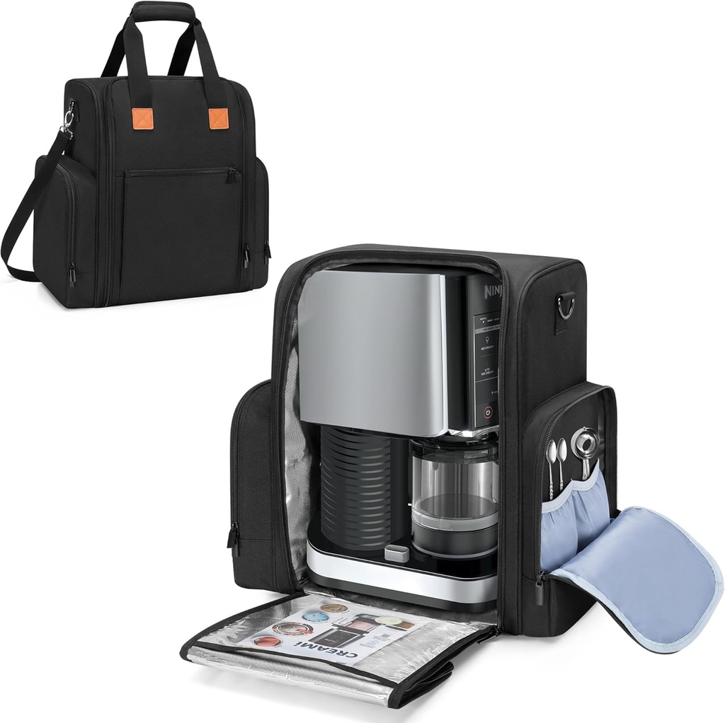 Yarwo Ice Cream Maker Carrying Case Compatible with Ninja CREAMi NC301 NC300 NC299AMZ, Portable Insulated Storage Bag with Shoulder Strap for Frozen Treat Maker and Kitchen Essentials (Bag Only)