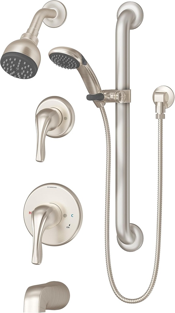 Symmons 9606-PLR-STN Origins 1-Handle Tub & Shower Faucet, Satin Nickel