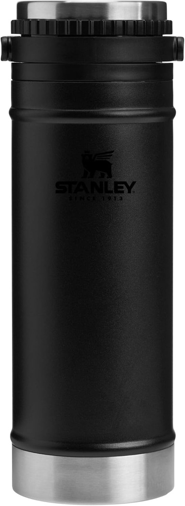 Stanley Travel Mug with Integrated French Press 16 oz | 5 Minute Brew, 4 Hours Hot, Leakproof Lid | Mesh Filter for Coffee Grounds | Insulated Stainless Steel Coffee Maker | BPA-Free | Black 2.0