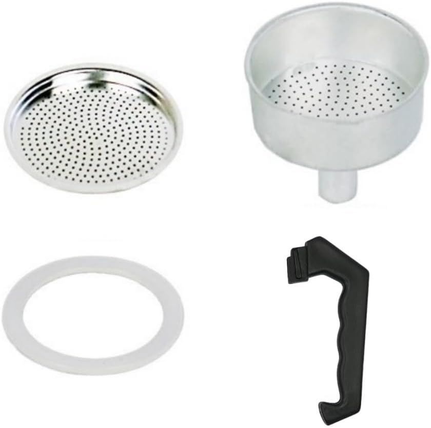 Espresso Coffee Moka Pot Repair Parts Replacement Funnel Kits, Handle, Gasket Seal, Funnel, Filter(12 Cup)