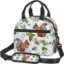 Squirrels Pine Cone Lunch Bag with Adjustable Shoulder Strap for Women Men Reusable Lunch Box Leakproof Tote Bags Insulated Cooler for Work Travel Outdoor(9 x 5 x 7.8 Inches)