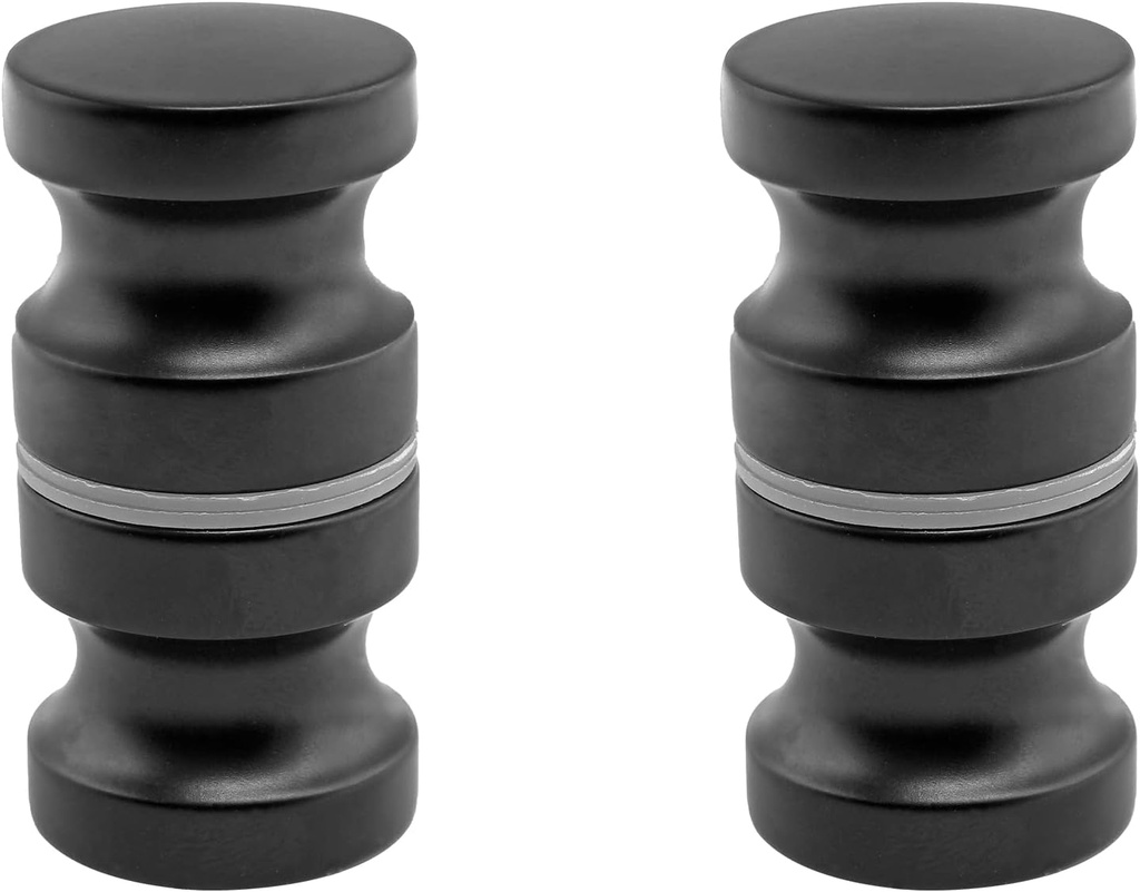 2 Set Double Sided Shower Glass Door Knobs Solid Aluminum Alloy Back-to-Back Shower Door Knobs Bathroom Door Handle Knob for Glass Door (2.48" Height, Black)