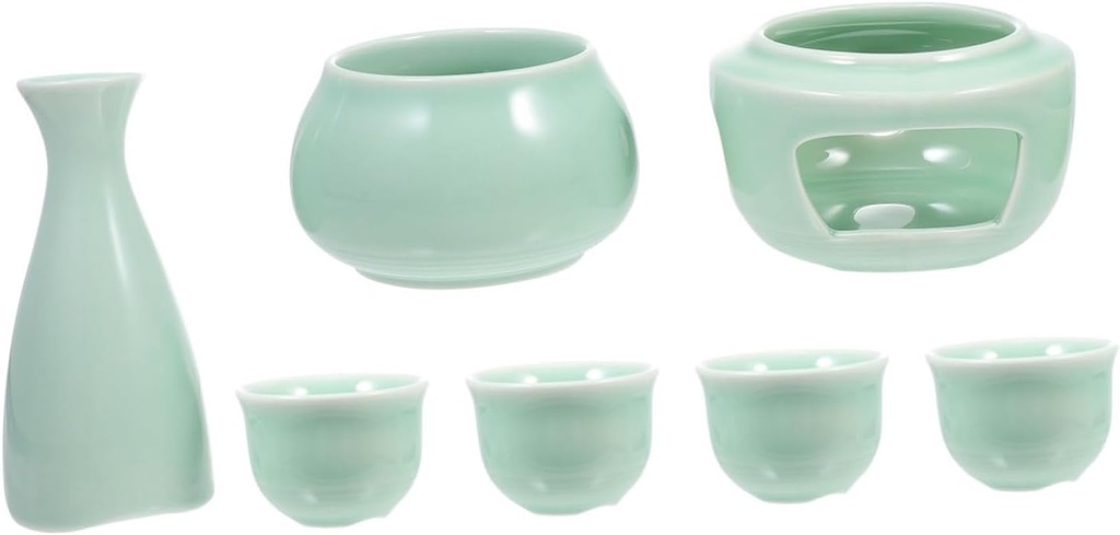 Cabilock Ceramic Sake Warmer Set with Cups Traditional Japanese Pottery for Hot Sake Includes Pot and Warming Bowl Elegant Design for Entertaining and Gifting