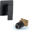 Bathroom Shower Valve Set Hot and Cold Mixer Single Function Shower Handle Valve Trim Kit Wall Mount Shower Mixer 4.3 Inch Cover Plate, Matte Black