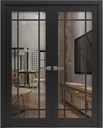 SARTODOORS Lucia 2266 | Double Swing Interior French Doors with Glass with Frosted Glass, Solid Wood, Hardware Included, 60x80, Black, Classic