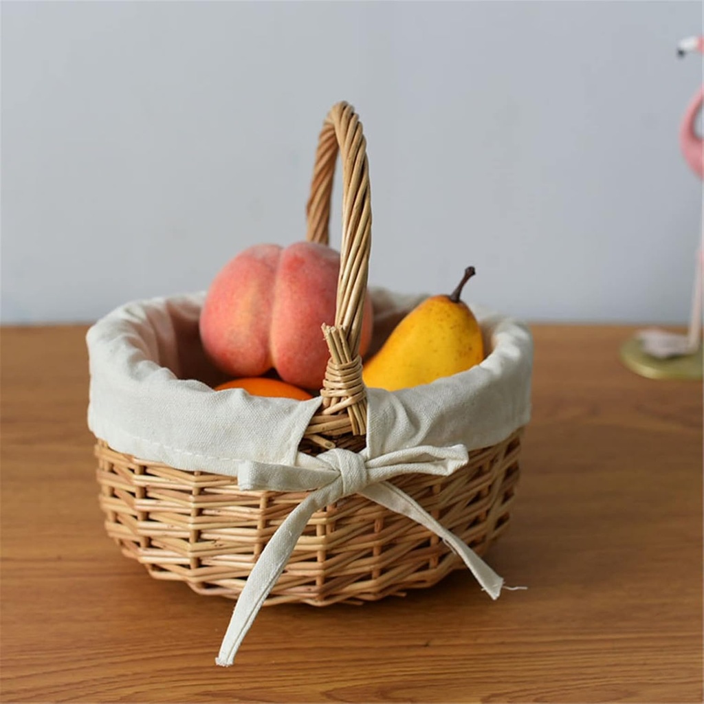 Hanging Wicker Baskets, Hand-Woven Imitation Vine Weaving Kitchen Storage Baskets, Multipurpose Woven Basket, Farmhouse Flower Baskets, Harvest Basket for Vegetables Fruits Wall Decoration (A)