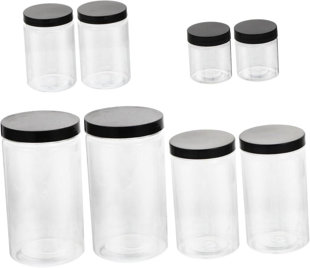8pcs Food Storage Cans Plastic Storage Jars Lids for Kitchen Nut Cookie Jar Sealed Canister