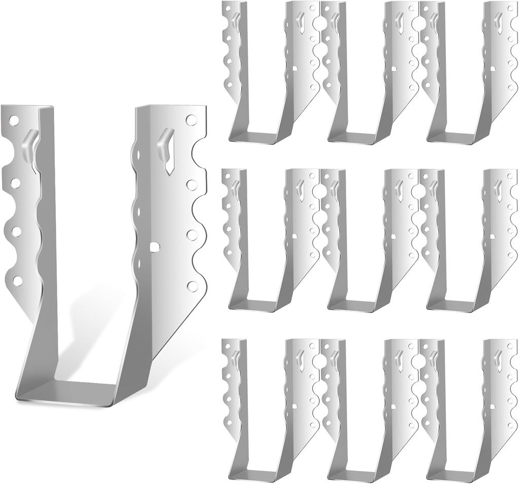 10PCS 2x6 Joist Hangers, 20 Gauge Double Shear Face Mount Rafter Brackets for Wood, Hurricane Rafter Ties Clips LU26 for Rafters, Decks, Floors and Ceiling Trusses, Lumber Beam Connectors