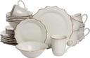 10 Strawberry Street Oxford Cream 24 Piece Dinnerware Set