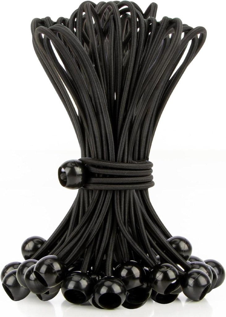 20PACK Bungee Cords with Balls - 6 Inch Ball Bungee Cords, Multi-Purpose Elastic Outdoor Small Straps, Reusable Tarp Tie Downs for Camping, Tents, Canopy, Patio Umbrellas, Awning, 0.59" Mini Balls