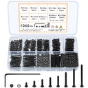 1065 Pcs M2 Screw Assortment, Bolts and Nuts Kit, Hex Socket Button Head Cap Screws and Nuts and Washers Set, Metric Machine Screw Assortment Kit (1065, M2)