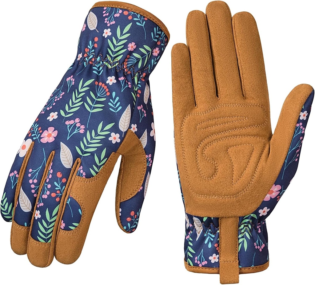 Pleneal Gardening Gloves for Women - Leather Garden Gloves Thorn Proof, Outdoor Protective Working Glove for Weeding