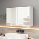 27.6 x 39.4 inch Bathroom Medicine Cabinet with Mirror, Black Metal Framed Mirror Medicine Cabinet with Storage, Pre-Assemble Medicine Cabinets for Bathroom, Recessed or Surface Mount