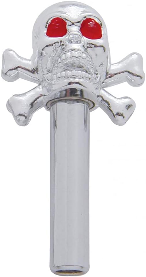 United Pacific 70029 Chrome Skull Door Lock Knobs – Pack of Two