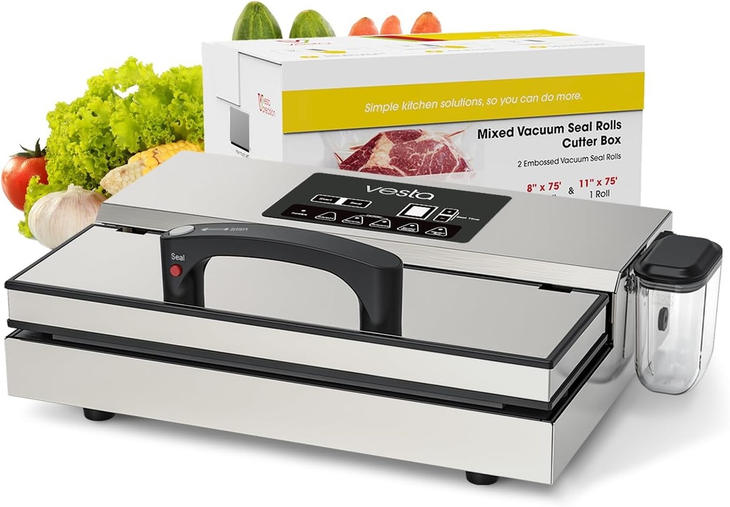 Vesta Precision Vac'n Seal Pro I Vacuum Sealer - Smart Seal Design, Full Speed Operation, Effortless Heavy Workload, Patented Cutter Box Bags, Designed and Serviced in USA