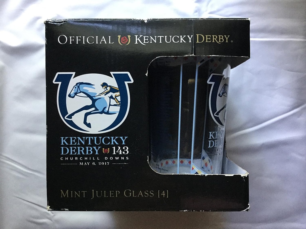 Kentucky Derby 143 Glassware, Set of 4 Mint Julep Glasses, Dated May 6, 2017