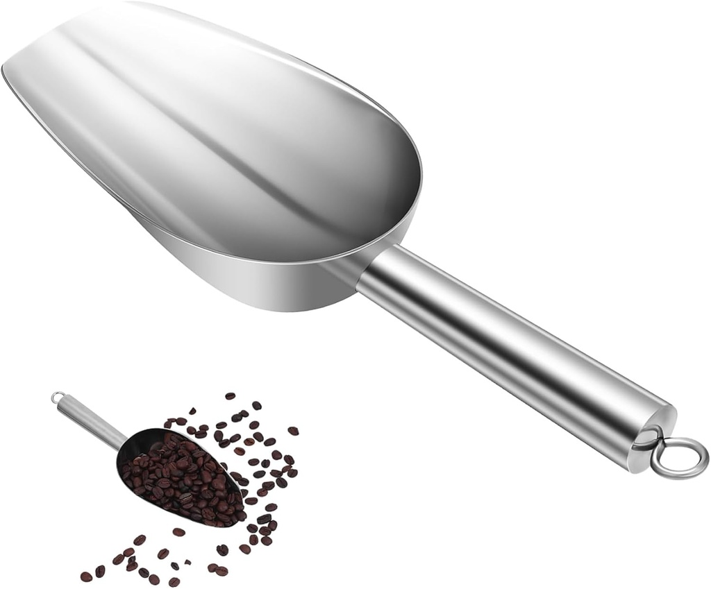 Stainless Steel Ice Scoop Heavy-Duty PET Food and Sweet Scoop 8 Inch Serving Tool for Ice Cubes Dog Food and Flour for Restaurants and Home Use
