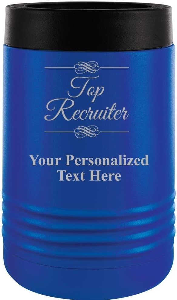 Custom Beverage Holder, 12 oz Blue Personalized Recruiter Insulated Can Cooler Prime