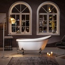 WOODBRIDGE 59" Heavy Duty Acrylic Slipper Clawfoot Bath Tub with Chrome Feet + Chrome Drain &Overflow