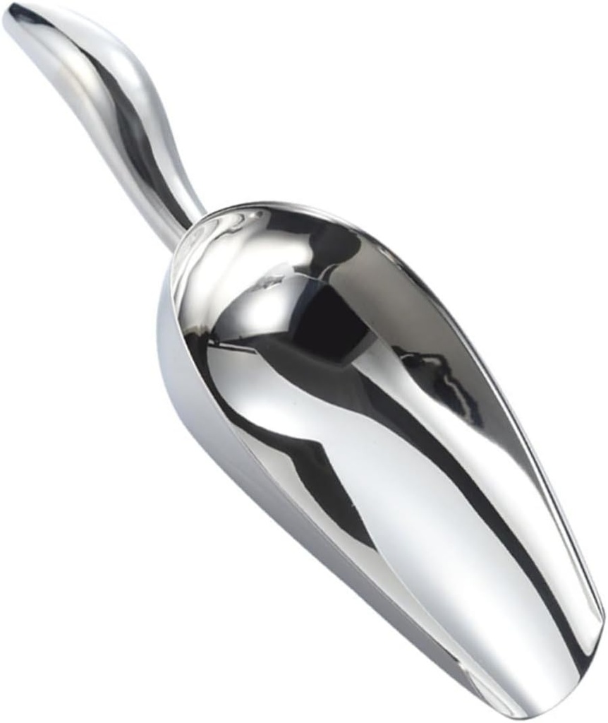 VICASKY 1Pc Heavy Duty Stainless Steel Ice Cube Scoop for Kitchen and Bar Use Food Grade Utility Scoop with Smooth Handle for Flour Popcorn and Ice and Easy to Store