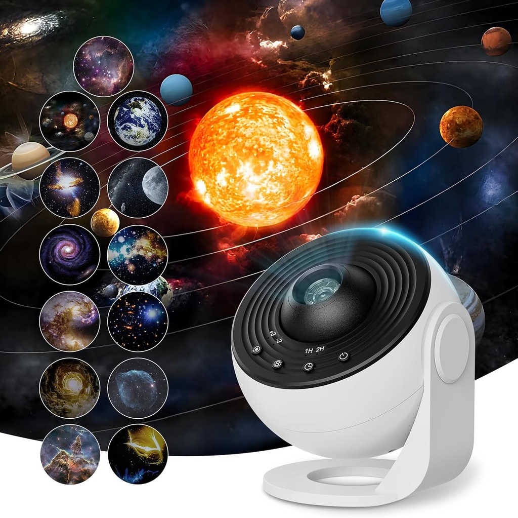 Galaxy Projector Pro for Bedroom, 13 in 1 Planetarium Star Projector with Solar System & Constellation, Night Light for Ceiling - 360° Rotating with Timer, Adjustable Knob, Kids Adults Room Decor