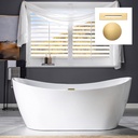 WOODBRIDGE 71"Freestanding White Acylic Soaking Bathtub with Brushed Gold Drain and Overflow,BTA1517 -BG-Drain &O