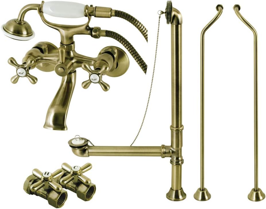 Kingston Brass CCK265ABD Vintage Clawfoot Tub Faucet Package, Antique Brass, 24 x 16 x 7