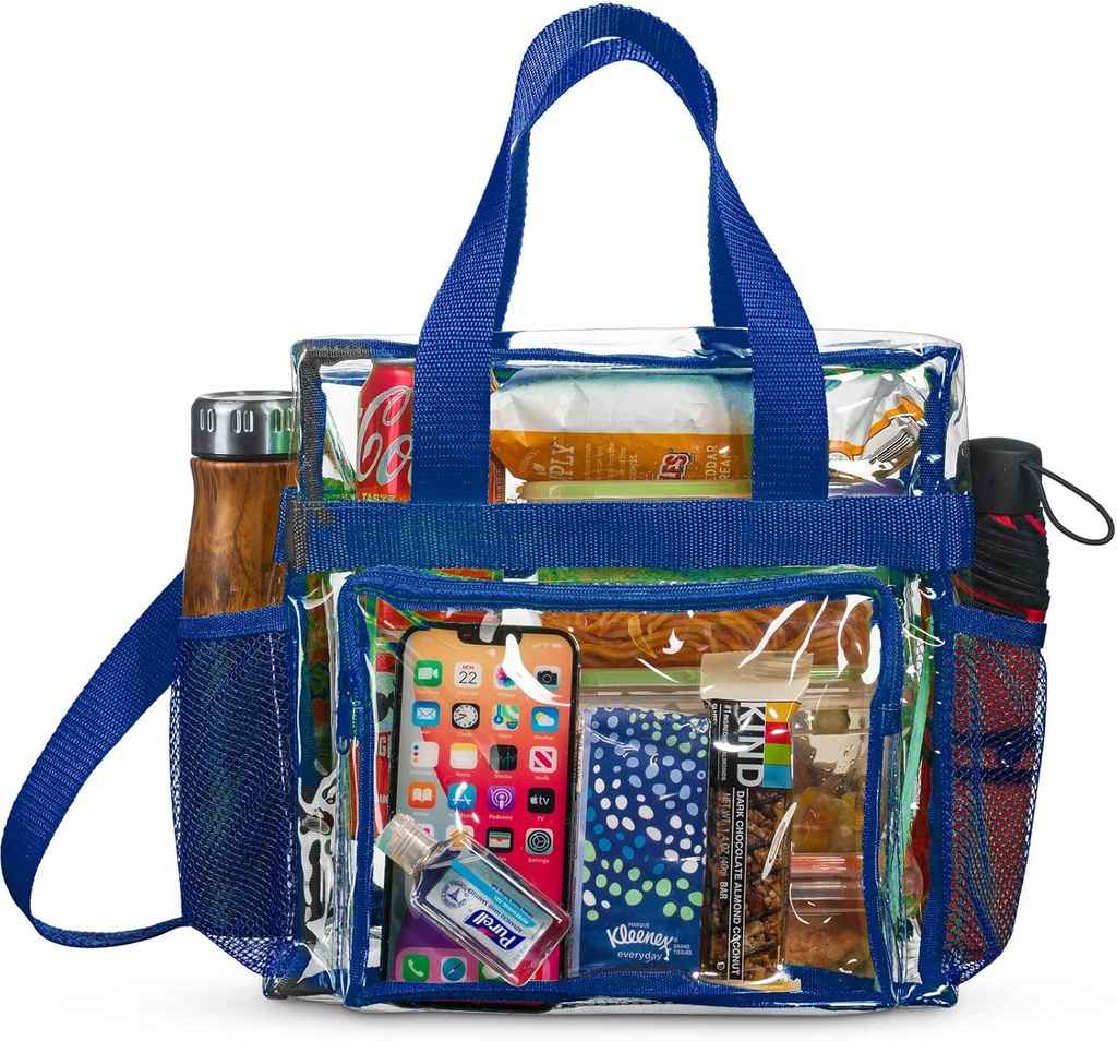 SP HOME GOODS Stadium Approved Clear lunch Bag (Large) with Adjustable Strap, Front Storage Compartment, and Mesh Pockets…