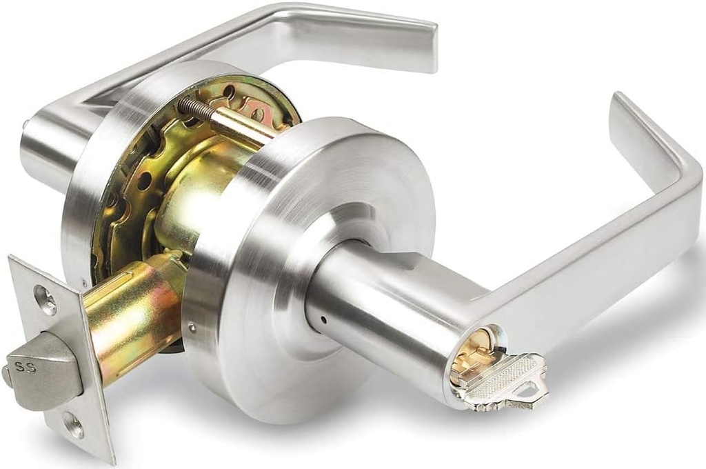 Commercial Cylindrical Lever Heavy Duty Non-Handed Grade 2 Door Handle (Classroom, Satin Chrome, 26D) - INOX BL-07 - UL 3 Hour Fire Rated & ADA Compliant