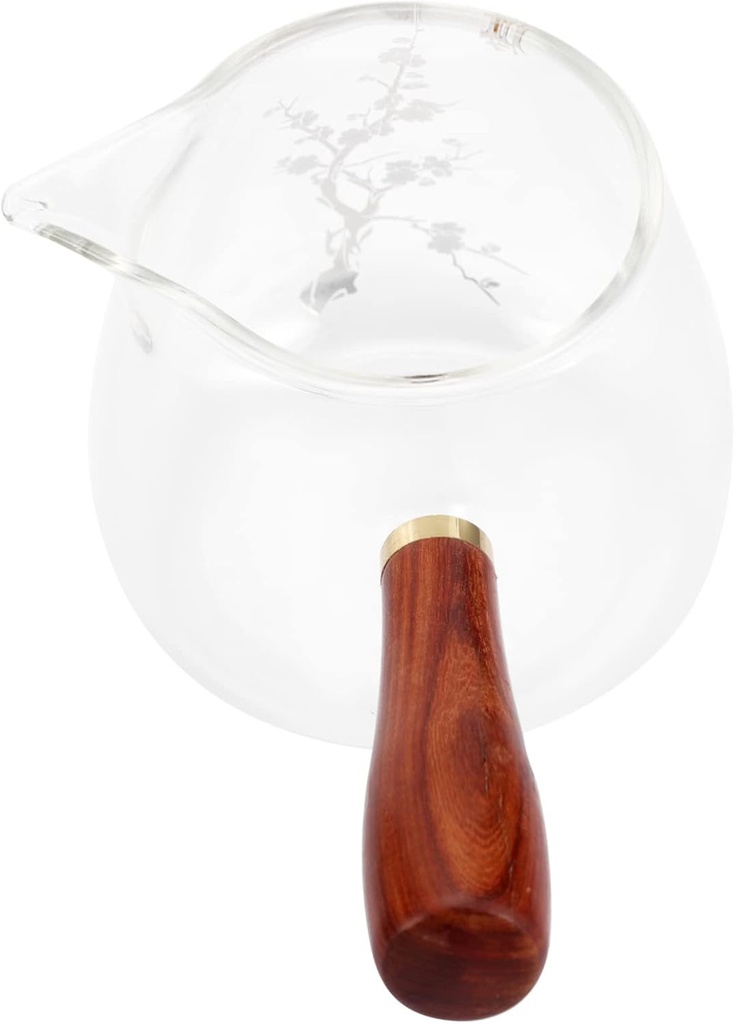 Tea Dispenser Glass Cup with Wooden Handle Anti-scald Milk Latte Cup for Tea Ceremony Heat Insulation Easy to Clean Ergonomic Design