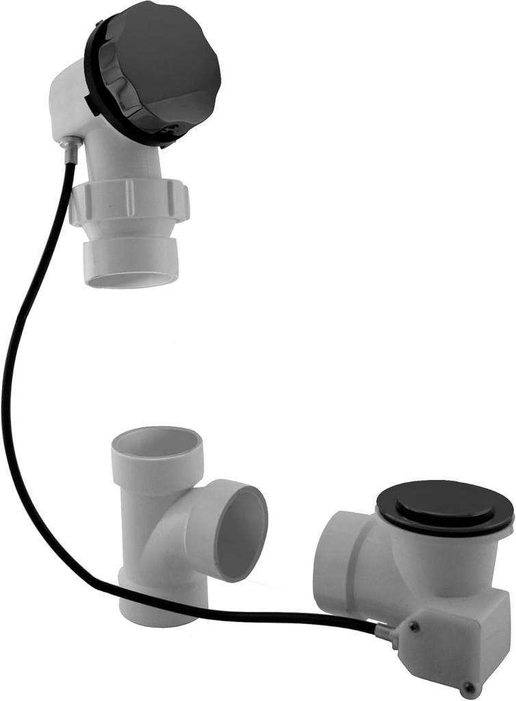 Westbrass Sch. 40 PVC 27 in. Cable Drive Bath Waste - Ball Joint Head, Matte Black, D50P27BJ-62