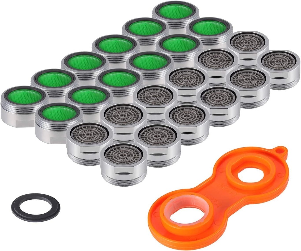 24PCS Faucet Aerators, KWOKWEI 15/16 Inch(24mm) Kitchen Faucet Flow Restrictor Replacement with wrench, Male Threads Sink Aerators with Gaskets for Kitchen Bathroom