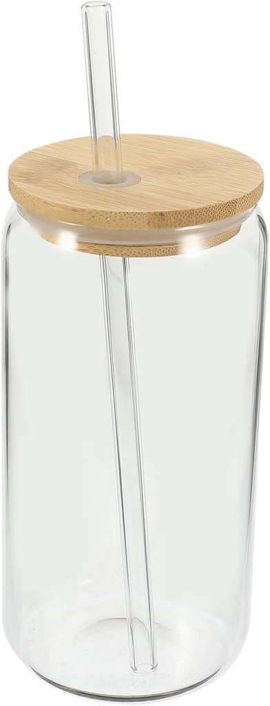 Multi-function Glass Cup Bamboo Lid Straw Reusable Coffee Cups Lids High Temp Resistant for School